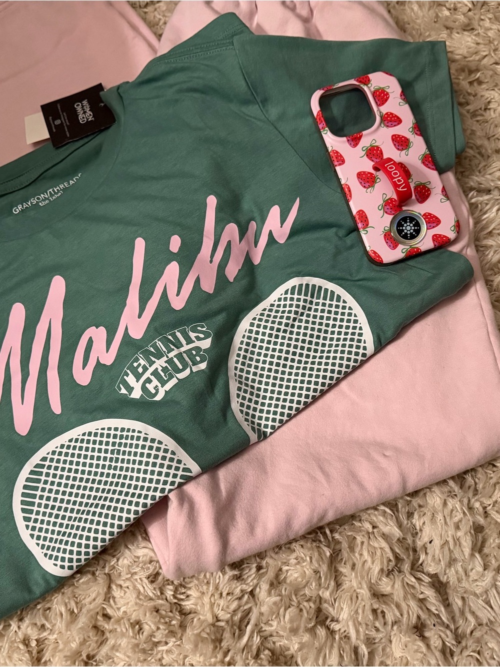 Sky Doll Pants, Target Tee (NWT), and a strawberry phone case!